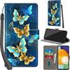 Haninsuze Cover per Samsung Galaxy A53 5G Custodia Cover Pelle Libro Portafoglio con Porta Carte Magnetica Protezione Antiurto Cuoio Flip Case Custodia Cover per Samsung A53 5G, farfalla dorata