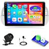 Motorsi 4GB+128GB Motorsi Carplay Autoradio per Fiat 500 2007-2015 con Android Auto Bluetooth Car Stereo 9 Schermo con GPS Navi WiFi RDS/FM Radio SWC EQ USB Mirror Link Canbus + Telecamera Posteriore