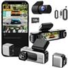 BOTSLAB Dash Cam Auto 4 Canali 360°, Kit Cablaggio, Touch, 128GB | Controllo Vocale, GPS Integrato, WiFi 5.8GHz, Telecamere Fronte Retro 2 Interno, Grandangolo 560°, Parcheggio 24/7