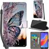 PHINIENLAND Cover per Huawei Honor 8A 2019/2020 / Huawei Y6 Prime 2019 Case PU Pelle Custodia [Kickstand] [Chiusura magnetica] [Slot per Schede], Portafoglio Flip Custodia per Honor 8A,Farfalla