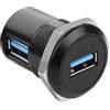 QIANRENON Connettore Rotondo USB 3.0 Ad Angolo Di 90° - Attacco Filettato Femmina Su Presa Pannello Di Montaggio - Adattatore Incorporato Ad Angolo Retto