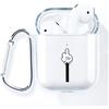 AKABEILA Cover AirPods Silicone, Custodia AirPods 2 Trasparente, Compatibile con Apple AirPods 2 & 1 Cover Custodia Protettiva per Air Pods [LED Frontale Visibile] Moschettone Protettiva, Dita