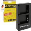 PATONA Dual Caricabatterie fotocamera USB-C/Micro-USB Ricoh GR IV DB-120 | Mini caricabatterie da viaggio con microcontrollore, protezione surriscaldamento/sovraccarica