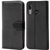 Verco custodia per Motorola E6 Plus, Case per Motorola Moto E6 Plus Cover PU Pelle Portafoglio Protettiva, Nero
