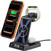 SwanScout Stazione di Ricarica Wireless 3 in 1 per Garmin Orologio Vivoactive/Venu/Forerunner/Instinct/Fenix/Epix 2, Supporto di Ricarica per Samsung S25/S24, per iPhone Air/17/16(Senza Adattatore)