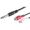 1aTTack.de 1x 0,2 m - Cavo audio con spina jack da 6,3 mm nera a 2 prese RCA, spine stampate, contatti nichelati