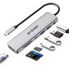 BYEASY Hub USB C, sdoppiatore USB C 7 in 1 con HDMI 4K, lettore di schede SD/TF, alimentazione da 100 W, cavo adattatore USB ultra sottile da 0,71ft, compatibile con laptop e altri dispositivi di tipo