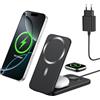 XNYAND Caricatore Wireless 3 in 1 Compatibile MagSafe, Stazione di Ricarica Magnetica Pieghevole 15W per iPhone 12-17, Apple Watch e AirPods Dock di Ricarica Wireless per Scrivania Comodino e Viaggio