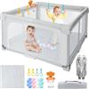 Growithu Piattaforma Gioco Bambini Pieghevole 127×127cm: Interna/Esterna - Borsa Trasporto, 20 Palle, 4 Anelli + Canestro, Tappeto Spuma