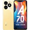 itel Smartphone Itel A70 6,6'' 12 GB (4+8)+256 GB Doppia fotocamera posteriore da 13 MP Batteria da 5000 mAh Barra dinamica Sensore di impronte digitali laterale Processore octa-core Brilliant, Oro