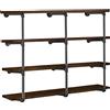 HITOMEN Scaffali industriali in tubo di ferro, 3 set a 4 ripiani, altezza 106,7 cm, profondità 30,5 cm, libreria aperta fai da te, scaffalatura vintage retrò da parete, mensola rustica per dispensa da