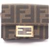 FENDI Baguette Zucca Portafoglio Tri-fold 8M0395A98PF0A6E Tela Marrone Nero N...