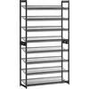 SONGMICS Scaffale Portascarpe a 8 Ripiani, Set di 2 Scarpiere Impilabile a 4 Livelli, Organizzatore per Scarpe con Ripiani a Rete in Metallo, Regolabili in Piano o ad Angolo, Nero LMR08B