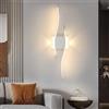 Goeco Applique da Parete Interno, 59 CM 20W 2250LM 3000K Lampada da Parete Lunga Moderna in Acrilico, Applique LED Lungo con 2 Tubi Curvi Luce Calda per Soggiorno Corridoio Camera da Letto, Bianco