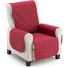 MAXIFUNDAS FUNDAS DE SOFA & CHAISE LONGU MAXIFUNDAS | Fodera per poltrona imbottita reversibile 1 posto/relax - Copripoltrona extra morbida rosso/beige - Fodera protettiva per poltrona con cinghie elastiche di fissaggio - Copripoltrona