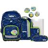 ergobag pack set Zaino scolastico ergonomico e flessibile, 6 pezzi, per la prima elementare Front RunBear - Blu scuro