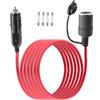 LANMINGLEL 14AWG Cavo di prolunga per presa accendisigari, 12V 24V Cavo di prolunga accendisigari maschio a femmina con luce led e fusibile 20A per pompa pneumatici, compressore d'aria (2M)