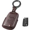 Kirain marrone caffè custodia in pelle avvolgente completa per chiave auto compatibile con VW Volkswagen Golf 7 Polo Tiguan Taigo Seat Leon Ibiza Skoda Octavia Superb Fabia con 3 pulsanti