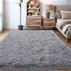 BSGIFT Tappeto a pelo lungo 120 x 160 cm, grigio, stile Shaggy, morbido e soffice, moderno, antiscivolo, per soggiorno, camera da letto e cameretta dei bambini