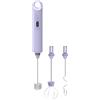 Meichoon Montalatte automatico ricaricabile con 3 testine di miscelazione di ricambio, 3 velocità, per latte, caffè, latte, cioccolata calda, viola, KT52 viola