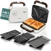 LEBENLANG Sandwich Maker 3 in 1-750 W Incl. 3 inserti per Grill, Sandwich & Waffle I Tostiera elettrica piastre 3 in 1 Piastra toast Toastiera Elettrica Waffle Maker Toaster Sandwich Griglia Toast