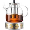 Zinueen Teiera in vetro da 1,8 litri con fornello, teiera in vetro con colino, teiera con colino per tè sfuso, senza BPA, microonde e lavabile in lavastoviglie