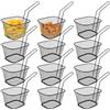 Behogan 12 cestini per patatine fritte, piccoli cestini in acciaio inox con manico, per friggere, per servire, per patatine, gamberetti, anelli di cipolla