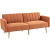 HOMCOM Divano Letto 2 Posti Design scandinavo Schienale regolabile 3 Posizioni Piedi in Legno Tessuto Effetto Lino marrone | Aosom Italy