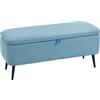 HOMCOM Panca contenitore con coperchio ribaltabile e gambe in acciaio per camera da letto soggiorno ingresso 101x38,5x44,5 cm Blu Chiaro | Aosom Italy