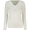 GUESS MAGLIONE SCOLLO V LOGO STRASS JADE DONNA