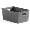 TATAY Cestino Portaoggetti Bohol 4 L | Scatola Organizzatrice | Ventilazione Ottimale | Sistema Modulare Impilabile | Manici Integrati | Plastica Riciclata Senza BPA | 17,5x27x11,5 cm, Grigio
