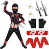 LGZIN Costume da Ninja per Bambini, Halloween Ninja Costume con Maschera, Vestito Ninj-a, Ninj-a Costum-e Kids, Ninja Costum-e Ragazzo per Festa, Carnevale, Halloween, Cosplay (M)