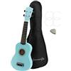 World Rhythm Wr-306 Ukulele Soprano per Principianti, Finitura Blu Chiaro, Con Custodia, Corde Di Ricambio e Plettro In Feltro, Blu (Azzurro)