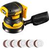 YWNYT Smerigliatrice orbitale a batteria, compatibile con batteria Dewalt da 18 V 20 V, piastra abrasiva orbitale elettrica, 125 mm, motore senza spazzole, smerigliatrice manuale a batteria con 20 carte