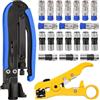 Taiss Set di pinze a compressione per cavo coassiale, pinza crimpatrice con 20 pezzi di compressione F spina RG6 RG59 RG7 RG11 per cavo coassiale F-070-BU-Y