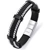 Dada Gioielli - Bracciale Uomo Acciaio e Vera Pelle Design Sportivo Pneumatico Auto Moto Idea Regalo Uomo Chiusura Magnetica Regolabile (Acciaio Nero)