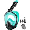 JoyMaySun Maschera da snorkeling a pieno facciale Maschera da sub in silicone Panoramica completamente asciutta con supporto per fotocamera Occhialini da nuoto con cornice grande Set per adulti