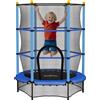 HOMCOM Trampolino per bambini HOMCOM Ø 1,40 × 1,90H m con rete di sicurezza, porta con cerniera, coperture per molle, 6 pali imbottiti inclusi, Blu
