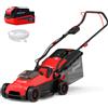 NONE OUTIGO Tagliaerba Elettrico 21V , Batteria 5,0 Ah Inclusa, Larghezza di Taglio 33 cm, Autonomia 250 m², Cesto Raccoglierba 32 L, Altezza di Taglio Regolabile 25-65 mm