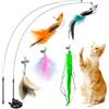 NXPZ 8 Pcs Set di Giocattoli per Gatti, Giochi Interattivi per Gatti, Giocattoli per Gatti da Interno, 3 Giocattoli con Piume, 2 Uccelli Realistici, include Forti Ventose e Bacchette con Pium