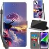 PHINIENLAND Cover per iPhone 14 Plus Case PU Pelle Custodia [Kickstand] [Chiusura magnetica] [Slot per Schede], Portafoglio Flip Custodia per iPhone 14 Plus,Montagna