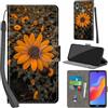 PHINIENLAND Cover per Huawei Honor 8A 2019/2020 / Huawei Y6 Prime 2019 Case PU Pelle Custodia [Kickstand] [Chiusura magnetica] [Slot per Schede], Portafoglio Flip Custodia per Honor 8A,Crisantemo