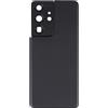 Generico Ricambio Copri Batteria compatibile con Samsung Galaxy S21 Ultra 5G SM-G998B SM-G998U SM-G998W G998N Posteriore Back Cover Retro Scocca vetro + lente Cornice + Biadesivo (Nero)