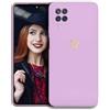 POUHYE Cover per Samsung Galaxy A12 / M12 Custodia Originale, Gomma Gel di Silicone Liquida Cover con Protezione Fotocamera, Morbida Sottile e Antiurto AntiGraffio Case con Motivo a Amore Cuore Viola