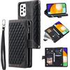 QLTYPRI Custodia a portafoglio per Samsung Galaxy A52/A52s 5G, custodia a portafoglio in pelle con scomparti per carte da donna, chiusura magnetica con cerniera, cinturino cavalletto antiurto
