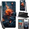 PHINIENLAND Cover per iPhone 16e / 17e Case PU Pelle Custodia [Kickstand] [Chiusura magnetica] [Slot per Schede], Portafoglio Flip Custodia per iPhone 17e,Fiamma