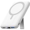 Azmuth Power Bank per Magsafe, 10000mAh Batteria Esterna Magnetica Wireless Ricarica Rapida 20W USB-C con Display LED e Supporto, Caricatore Portatile per iPhone 17/16/15/14/13/12 Serie, Bianco
