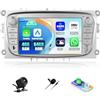 Zomolither 4+64GB Autoradio Android per Ford Focus II Mondeo S-Max C-Max Galaxy II MK2 Kuga, CarPlay Android Auto schermo touch HD 7'' Bluetooth 5.0 GPS Nav WiFi 32EQ FM/RDS +Telecamera posteriore