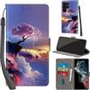 PHINIENLAND Cover per Samsung Galaxy S23 Ultra Case PU Pelle Custodia [Kickstand] [Chiusura magnetica] [Slot per Schede], Portafoglio Flip Custodia per Samsung S23 Ultra,Montagna