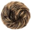 MY-LADY Chignon Finto per Capelli Veri- Cerchio Elastico Dritto Nero Naturale/Biondo Scuro - Facile Updo Naturale per Donne Ragazze 30g Riccio